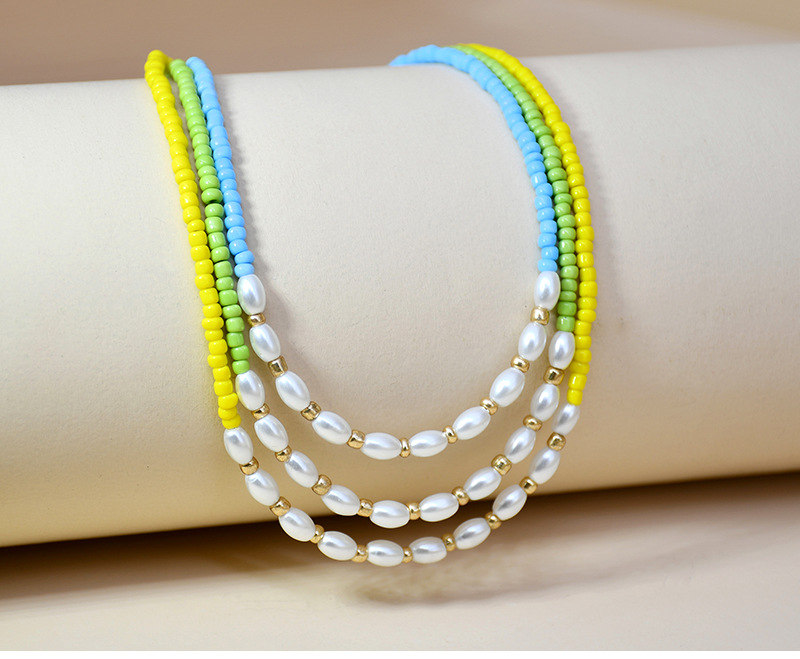 Fashion Retro Layer Pearl Necklace Beaded Alloy Necklace display picture 1