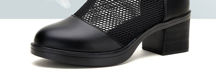 Boot lưới cao gót nữ cổ thấp mũi nhọn đế xuồng gót 6 cm — Màu đen 6cm chi tiết 7