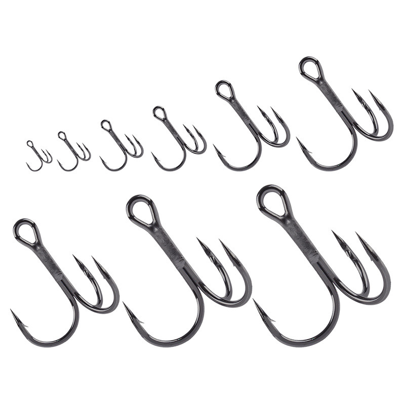 Black Nickel Three-Anchor Hook with Barbed Three-Hook Lure Bait Hook High Carbon Steel Fishing Hook Factory Wholesale