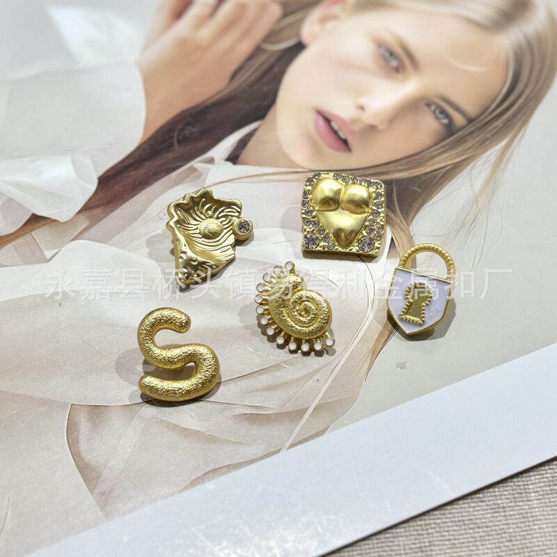 Cross-Border European and American Style Retro Niche Alloy Button Decorative Buckle for Women's Vests, Dresses, and Connecting Decorative Buckles