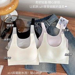 8728裸氨60支赛代尔棉宽肩美背心柔软细腻固定杯高弹透气无痕内衣