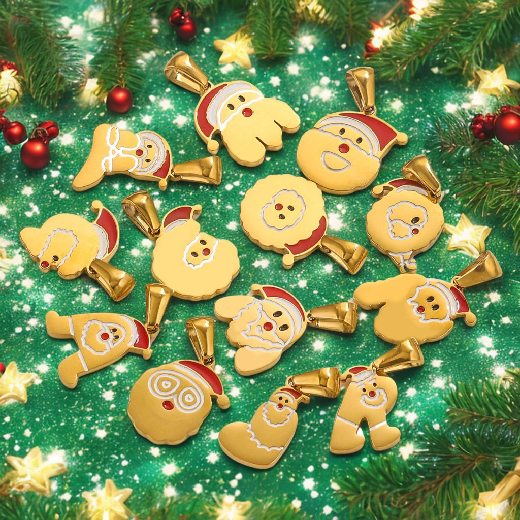 Acero inoxidable Navidad 18K titanio acero letras personalidad Santa adorable moda moda moda DIY joyas colgantes