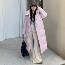 超厚90鹅绒服女过膝超长2025新款韩版宽松加厚大码冬季羽绒服外套