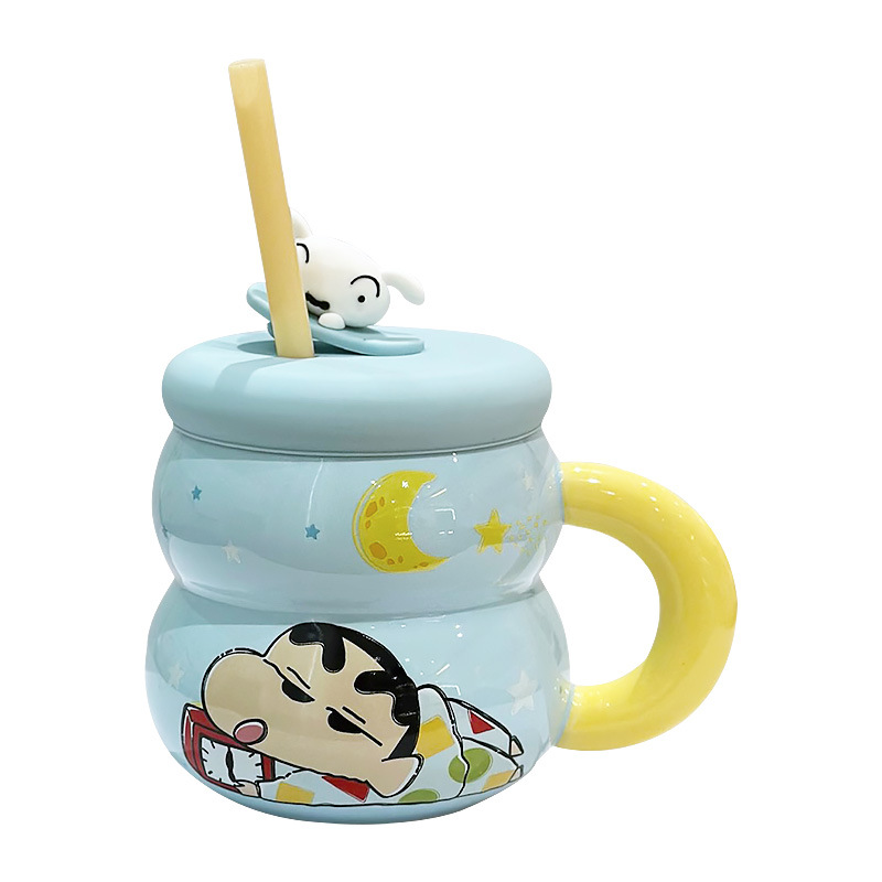 Taza de Café de Cerámica con Tapa y Sorbete Resistente a Altas Temperaturas para Oficina y Hogar