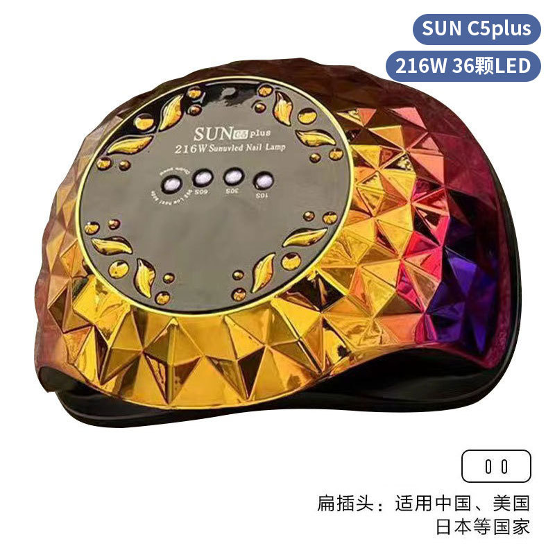 Lámpara de uñas de alta potencia de 256W con mango para principiantes, lámpara de curado de gel para esmalte de uñas, lámpara de fototerapia de secado rápido con colores deslumbrantes para uso transfronterizo.