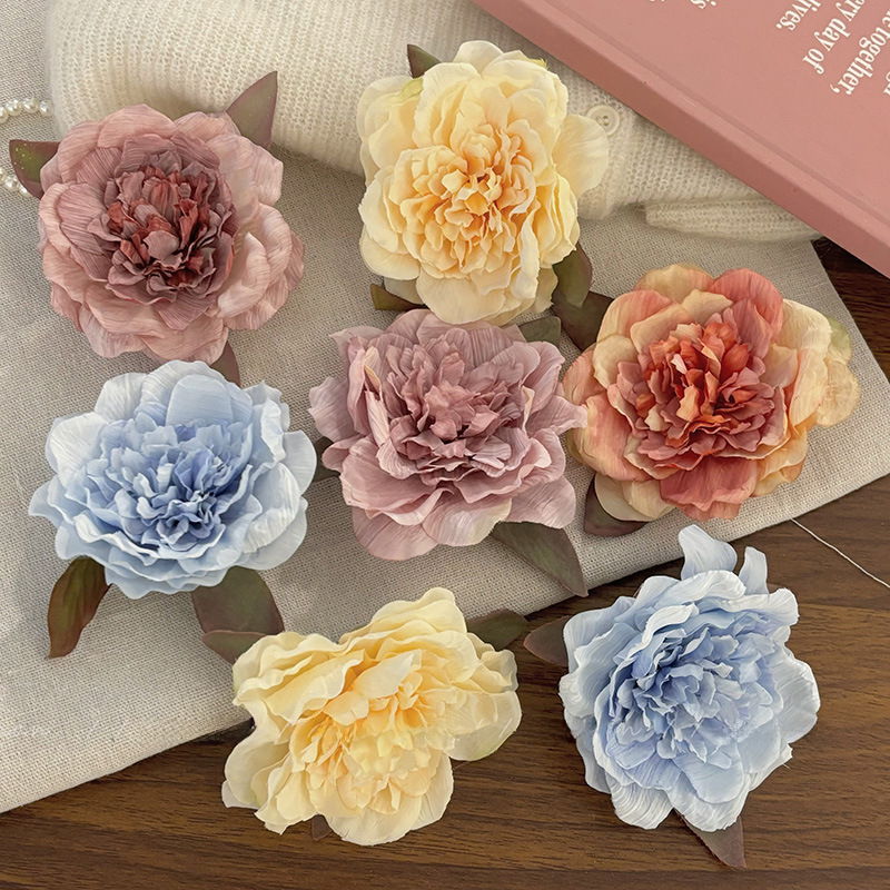 Light face Style ancient style gradient Peony Flower hairpin Super fairy Western style side clip atmosphere sense photo hair accessories hairpin_voghion.com