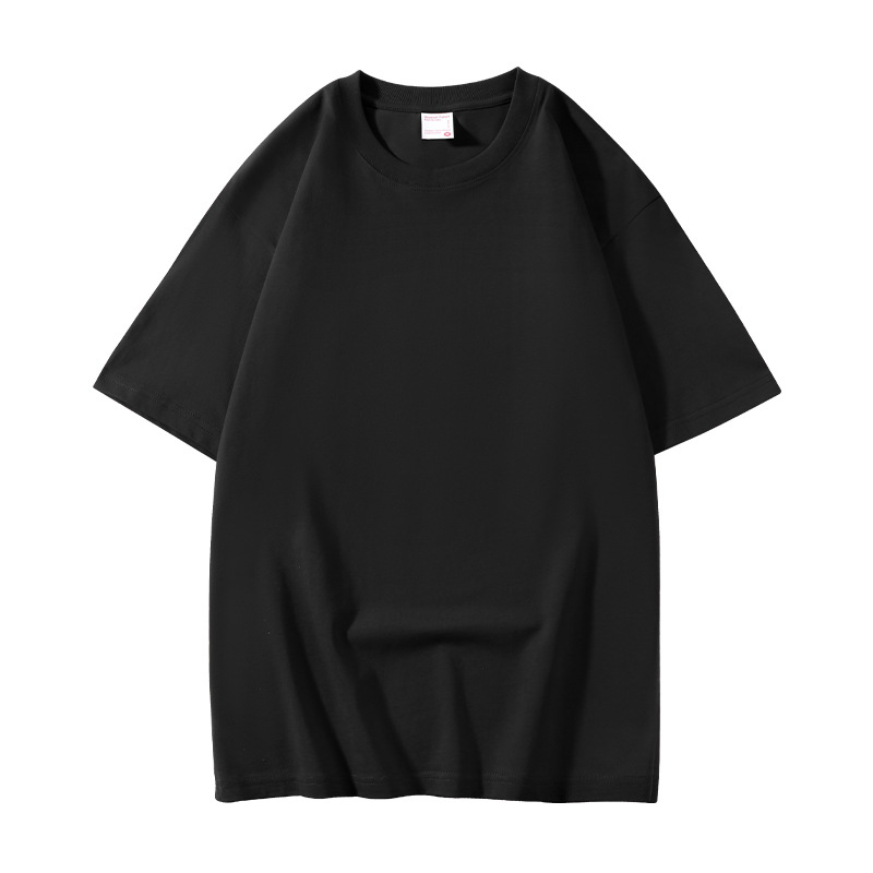 260g de peso pesado, talla europea, algodón suelto, manga corta, cuello redondo, camiseta, ropa de clase, publicidad, camisa cultural, ropa de trabajo, personalización