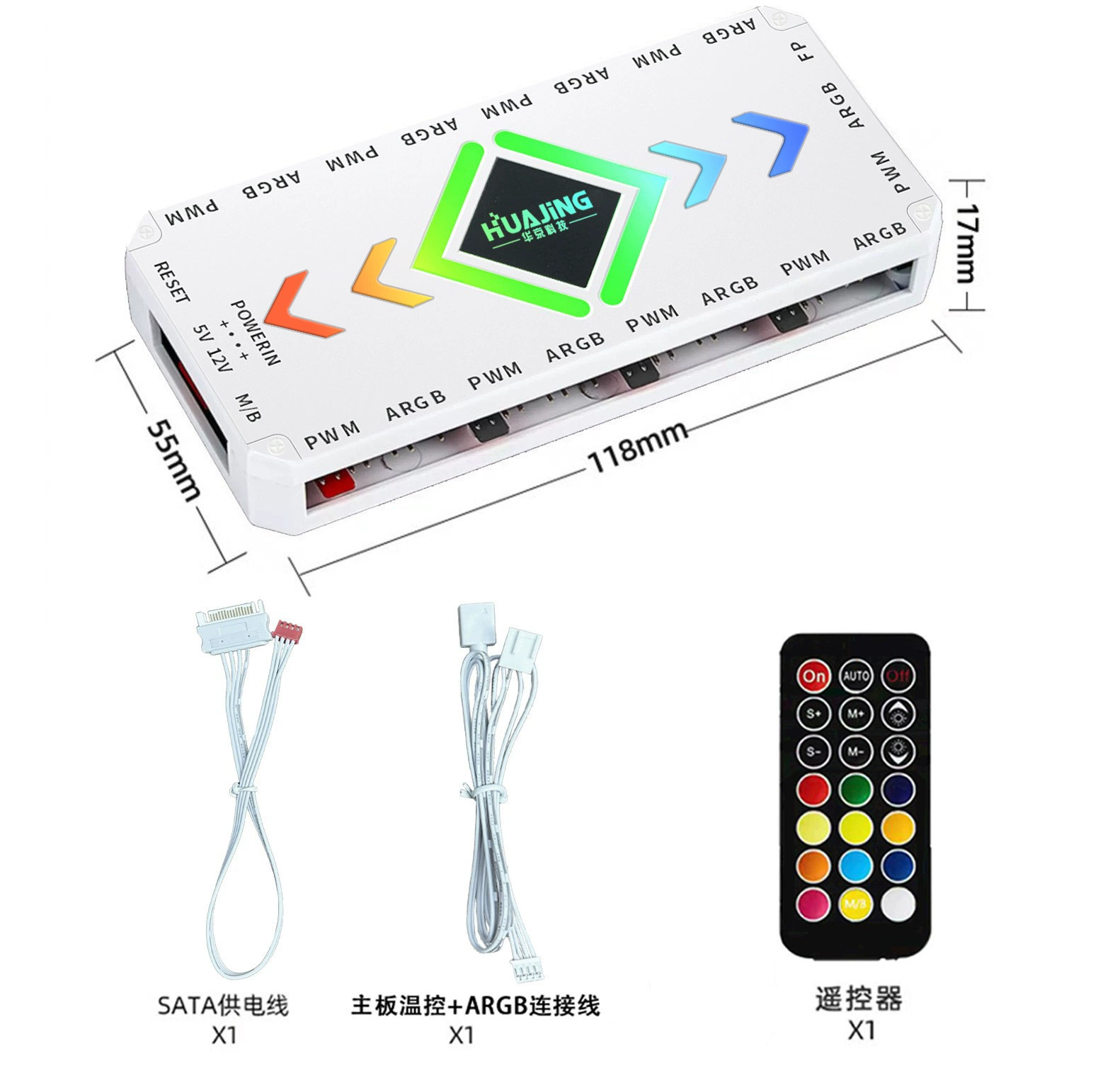 Корпусной контроллер ARGB 5V 3-пиновый PWM с регулировкой температуры, беспроводной пульт дистанционного управления, синхронизирующий хаб для вентиляторов