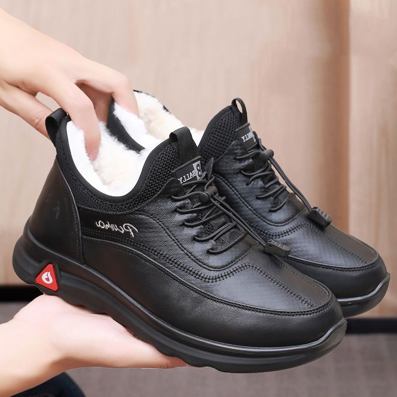 2023男冬季新款棉鞋中老年加絨保暖加厚軟底防滑老人健步鞋雪地靴