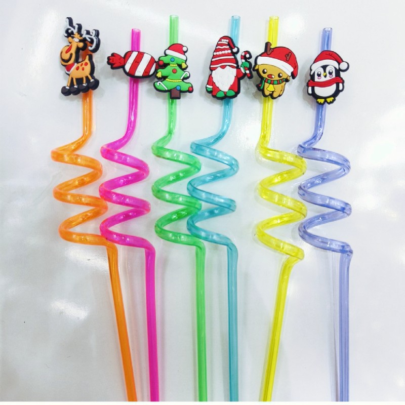 Cross-border PVC bar fiesta paja al por mayor forma creativa paja niños dibujos animados saludable juguete de paja de plástico