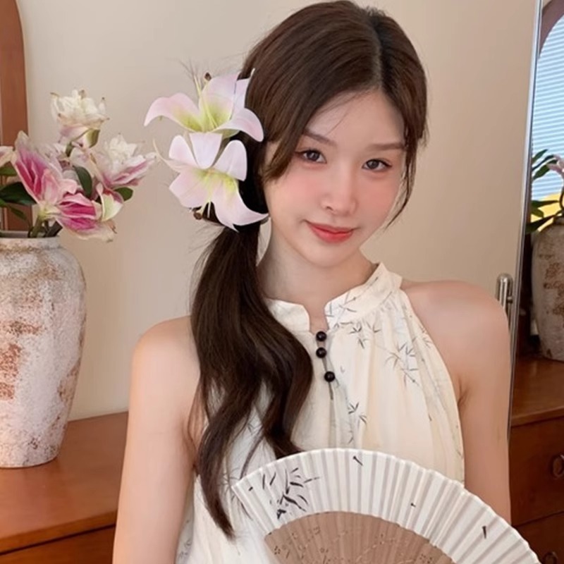 法式田园风黄色花朵头饰发夹女夏日刘海簪花发卡氛围感头花侧边夹|undefined