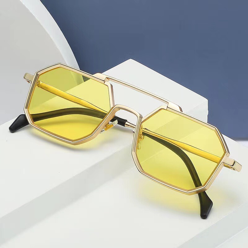 Summer new fashion sunglasses metal large frame men's and women's driving glasses European and American Internet celebrity ins gorgeous sunglasses fashion