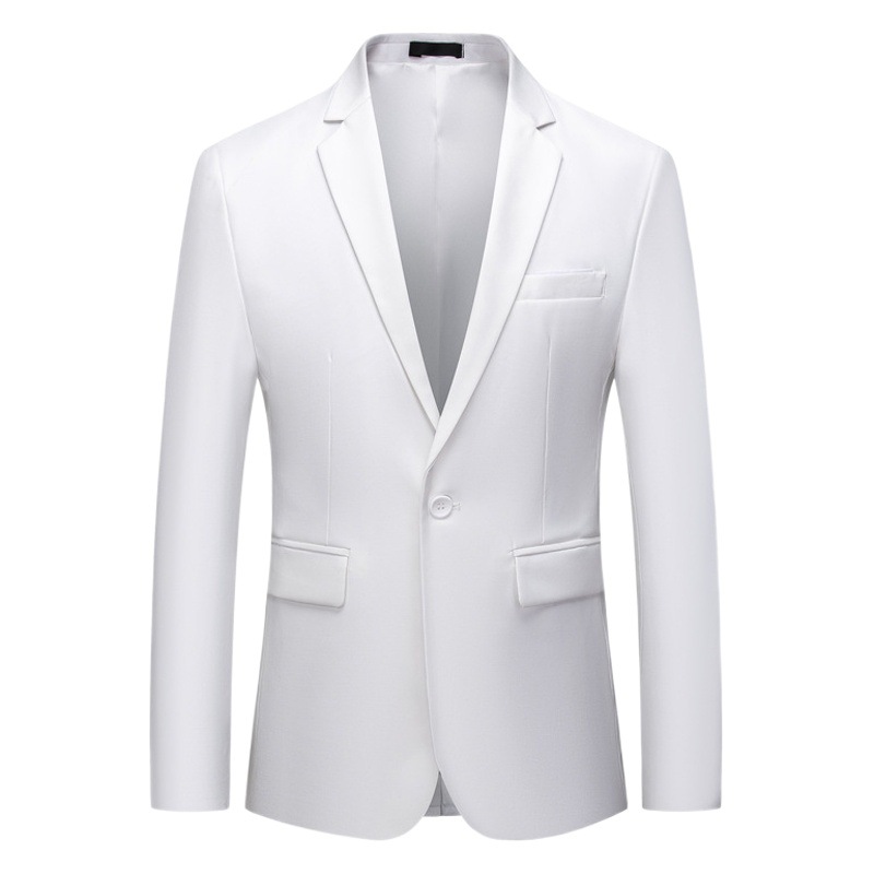 Primavera y otoño juventud blanco traje fino chaqueta de los hombres un botón delgado vestido chaqueta casual traje formal más tamaño