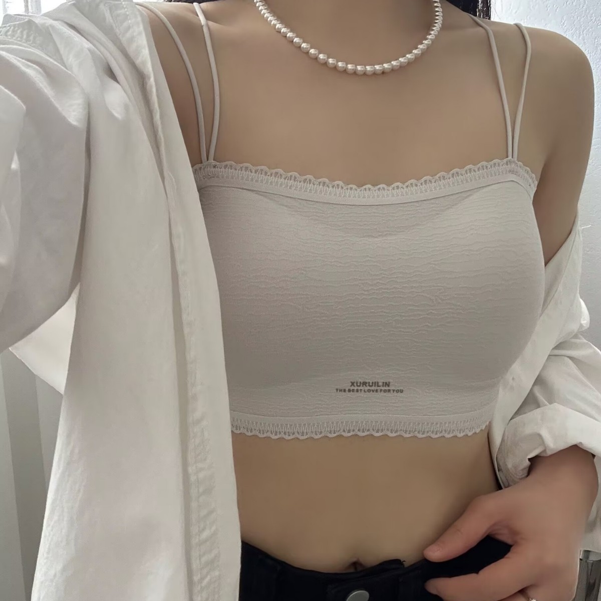 Comfortable, breathable, anti-lighting, cloud-sensing suspenders for women underwear, high-value, versatile, strapless breasts, beautiful Japanese-style breast wraps 2816