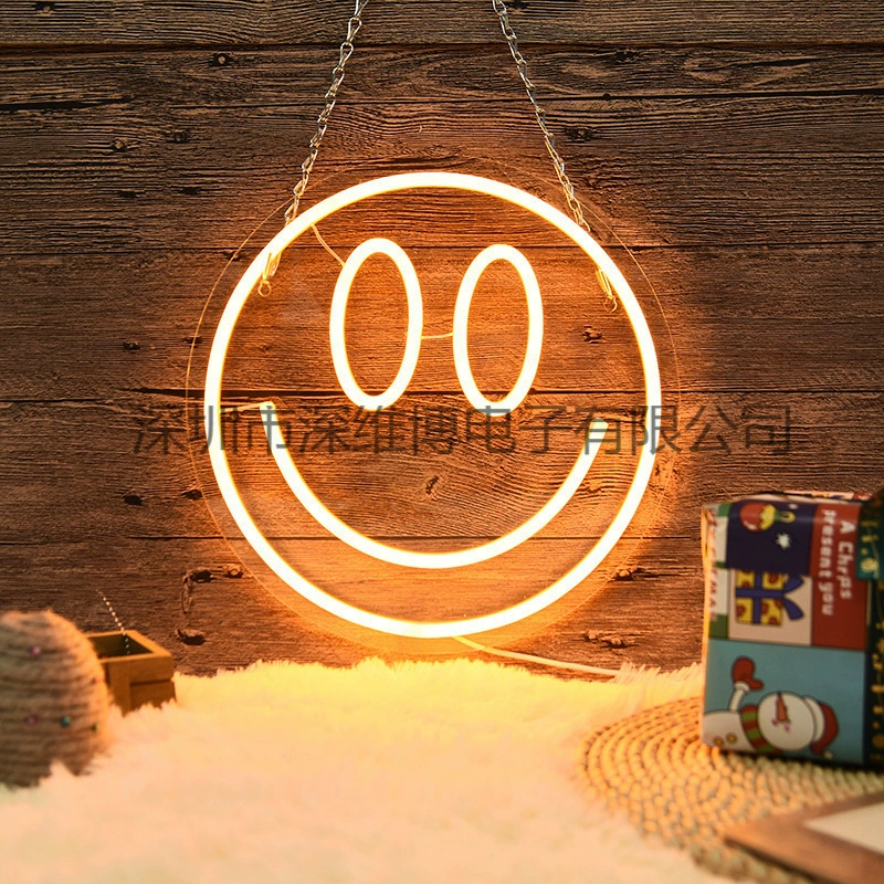 LED neon light acrylic back panel smiling face Amazon exclusive USB powered interior decoration light