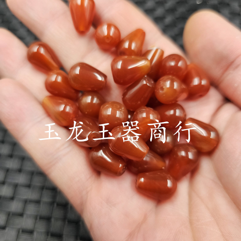 氷種紅瑪瑙水滴玉散珠紅玉髄通孔水滴ブレスレットネックレスイヤリングアクセサリービーズ|undefined