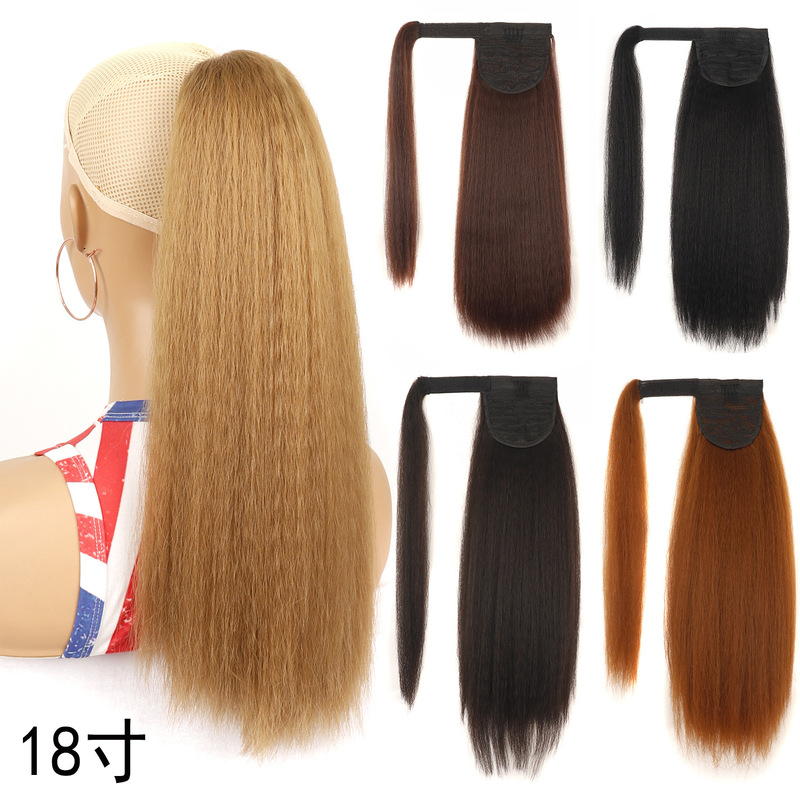 Wig 18 inch ponytail corn Sheard fluffy explosion ponytail hook and loop curly hair ponytail hair spot wholesale