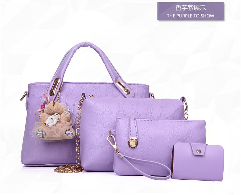 New Bear four-piece set, European and American trend women's single-shoulder bag, crossbody and hand-carry bag, cross-border one-piece delivery worldwide undefined
