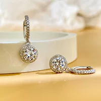 Серьги из стерлингового серебра s925 Mo Sang бриллиантовые серьги-гвоздики в один карат высокого класса ощущение круглой сумки застежки ушей модные дикие модели Seiko оптом
