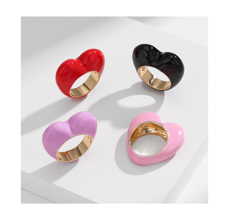 Wholesale Jewelry Cute Heart Shape Alloy Enamel Rings display picture 1