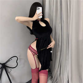 赤欲性感情趣内衣复古旗袍镂空侧开叉夜店制服诱惑演出服套装
