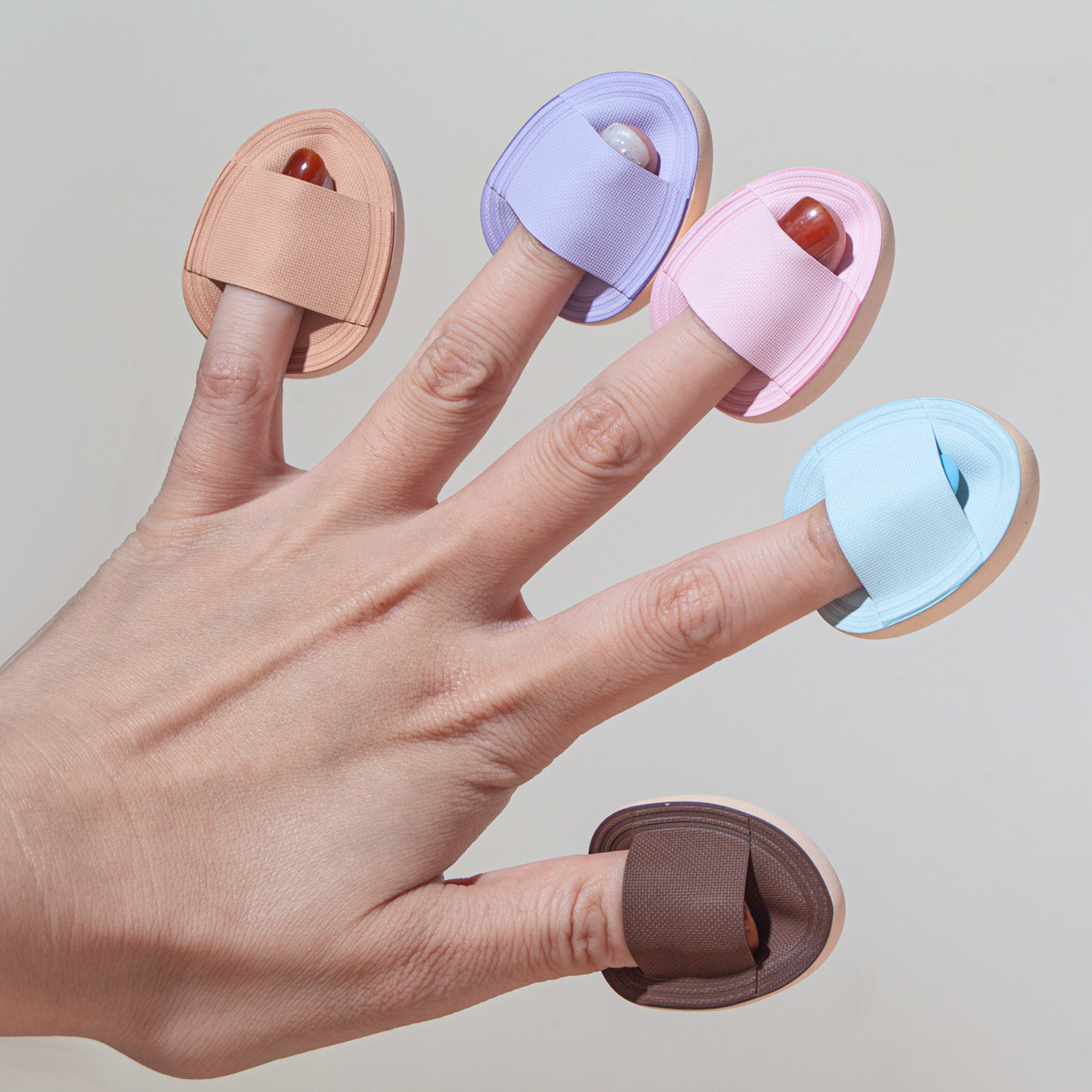 Dedo marshmallow pulgar polvo mini almohadilla de aire polvo de base líquido especial almohadilla de aire esponja seca y húmeda almohadilla de aire de doble uso