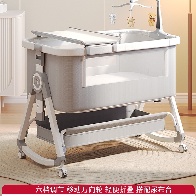 Crib Removable Cradle Bed Portable Two-In-One Foldableable Multi-Functional Bb Bed Newborn Splicing Large Bed