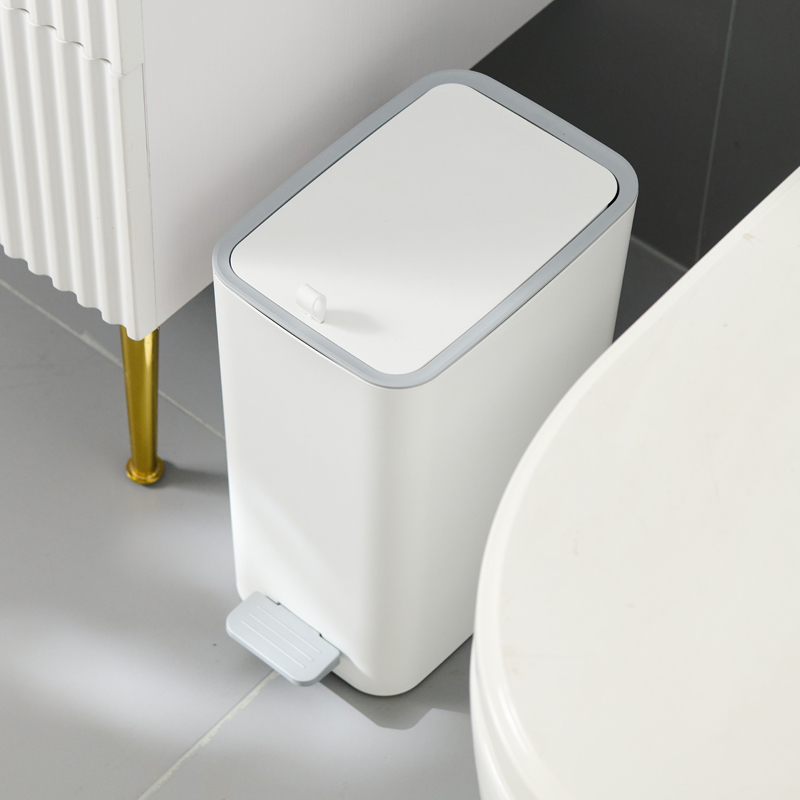 Toilet Bathroom Narrow Gap Trash Can, Foot-Operated, Rectangular, with Lid, Flip-Top, for Home Use, Living Room, Simple Modern Design