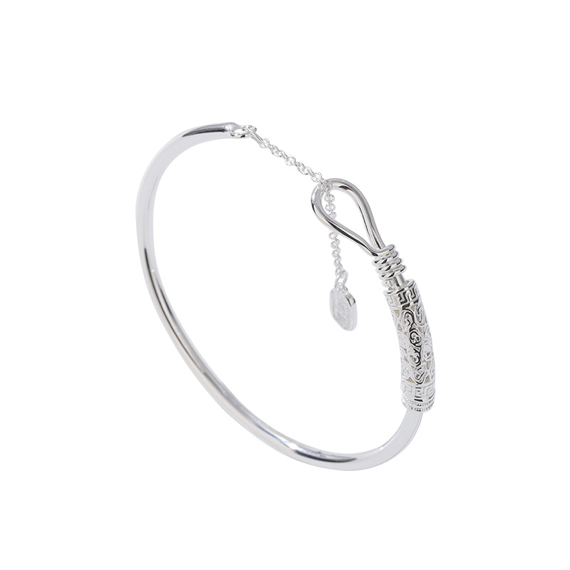 Ping un XI le xiangyun pulsera de plata esterlina mujer 999 plata pura pulsera de plata sólida estilo nacional regalo para novia