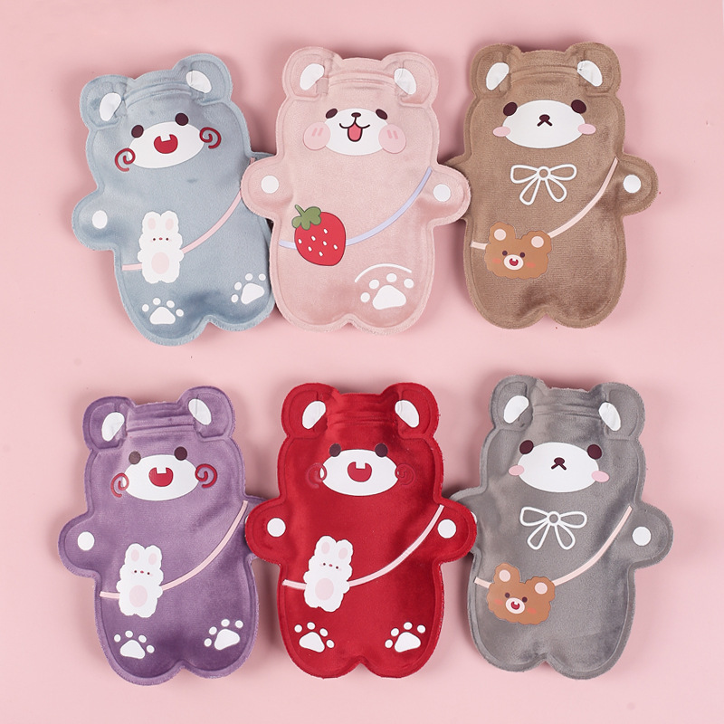 厂家批发卡通毛绒热水袋注水暖肚子热敷腰暖手宝小暖水袋灌水袋迷