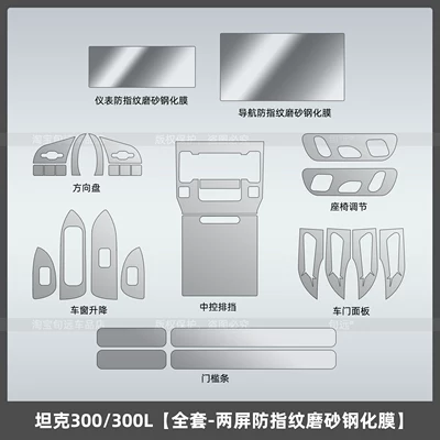 Car interior film for the Tank 300L central - tank-300300lfull-set-dual-screen-anti-fingerprint-matte-tempered-film