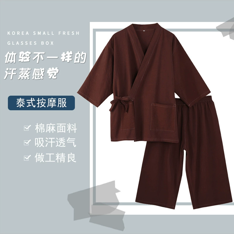 Тайский массажный костюм мужской осенний зимний хлопчатобумажный костюм с потным паром женский кастинг кардиган 7-очковый костюм для ног Массаж пижамы Сауна