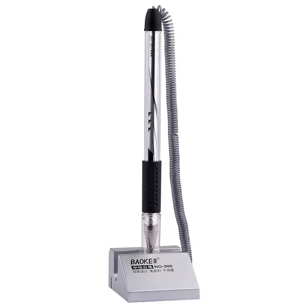 Baoke flagship store neutral desk pen 0.5mm silver Baoke desk pen 890 fixed desktop signature pen black genuine goods