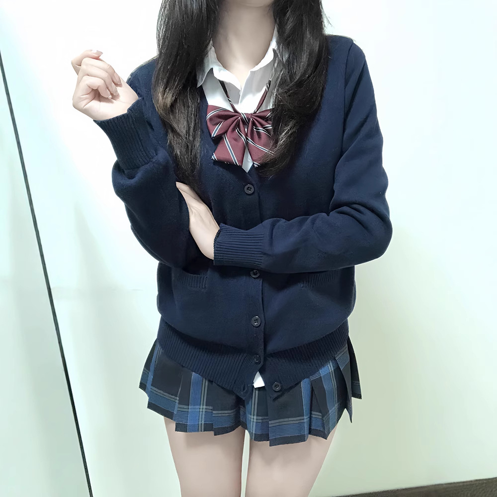 THORNY RABBIT 오리지널 JK 기본 솔리드 컬러 카디건 스웨터 일본식 유니폼 긴팔 루즈 다용도 스웨터 재킷