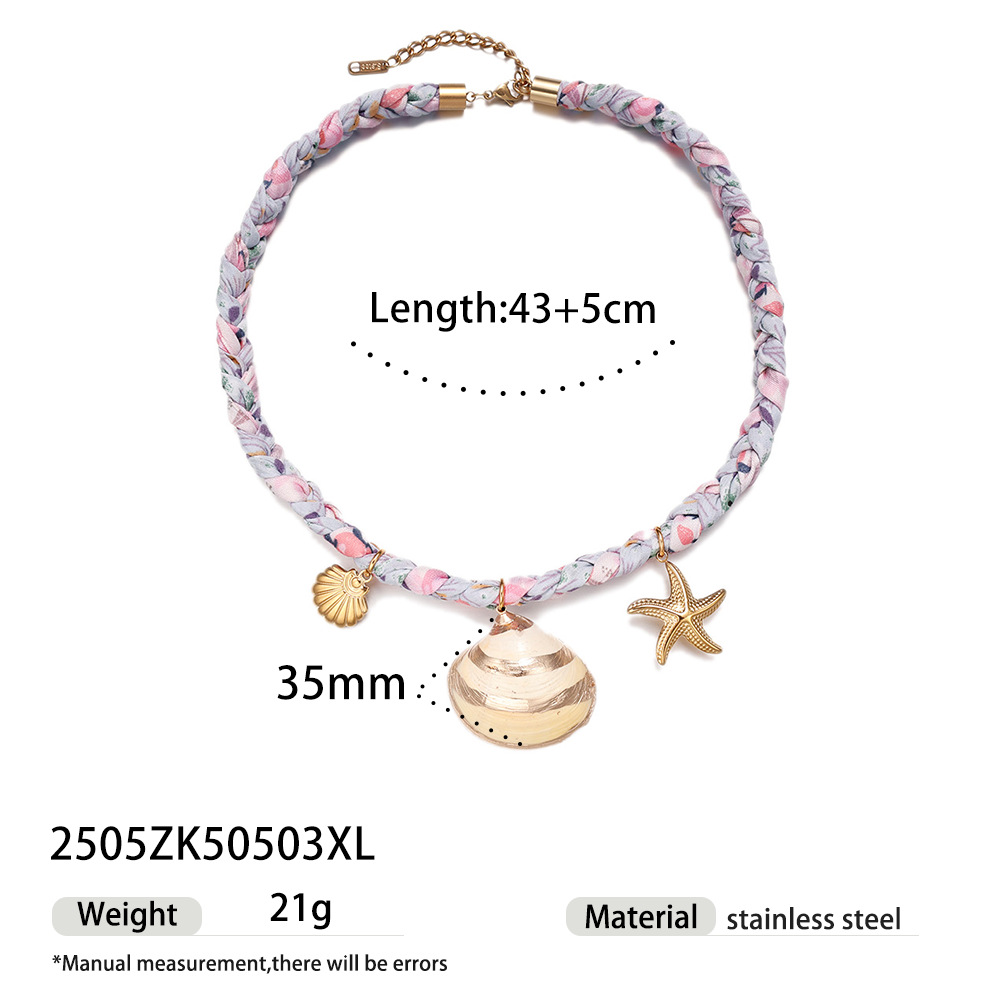 Taina collar colgante de acero inoxidable europeo y americano simple y de alta calidad color pequeño fresco cuerda gruesa collar de concha hembra image 9