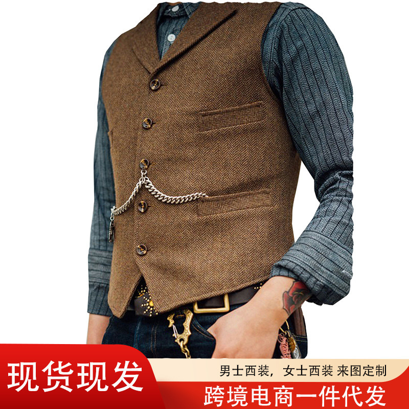2025 Amazon Best-Selling Men's Vest for Wedding Groom and Best Man, Business Slim Fit Single-Breasted Vest in Stock