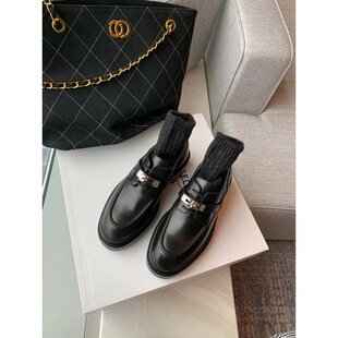 Spot second hair! Grape Mom Same Shoes British-style Lock Buckle Metal Buckle Round-toe Thick Heeled Platform Lace-up Loafers