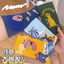 跨境袜子热销卡通动漫女士韩国潮流长筒袜街拍户外休闲滑板橡筋