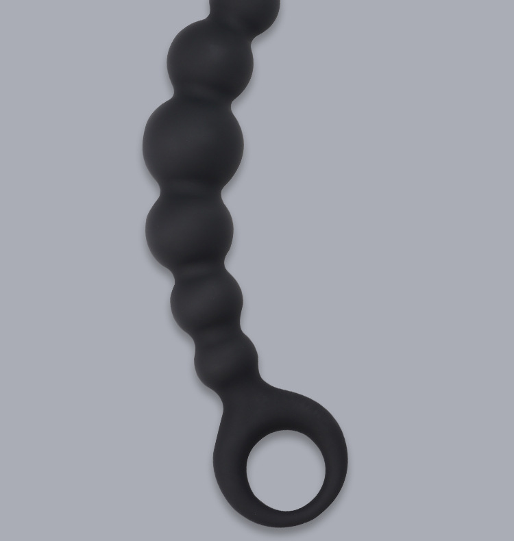 YN-3317 Silicone Anal Beads with Rolling Ball Massager, Manual Control, Black — detail image 5