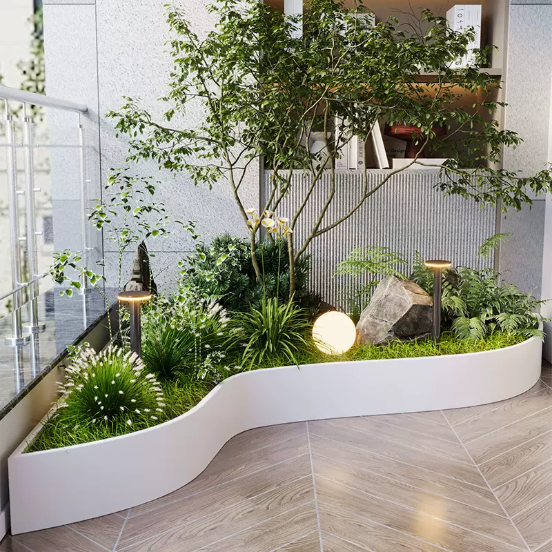 定 制金属异形花箱阳台弧形花庭院造型花池室内铁艺造景花箱