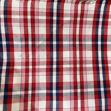 涤棉65/35色织格子布红色小格子红蓝白校服制服面料装饰格子布