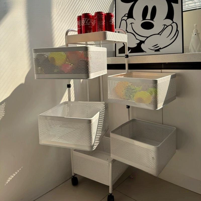 Новая вращающаяся тележка для хранения на кухне, напольная многослойная стойка для хранения в спальне, мобильная стойка для хранения в ванной комнате