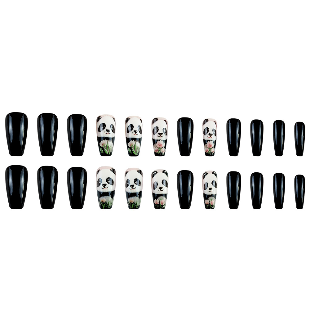 Caricatura de dibujos animados en blanco y negro panda manicure parche de uñas de estilo ballet lindo alto sentido de la venta caliente de uñas en Europa y América image 6