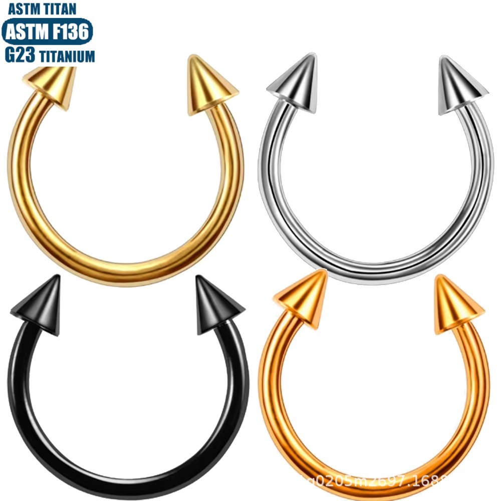 F136 Titanium Nose Ring Septum Ring Horseshoe Rod Lip Nail Ear Bone Ring Internally Threaded Piercing Jewelry detail image 7