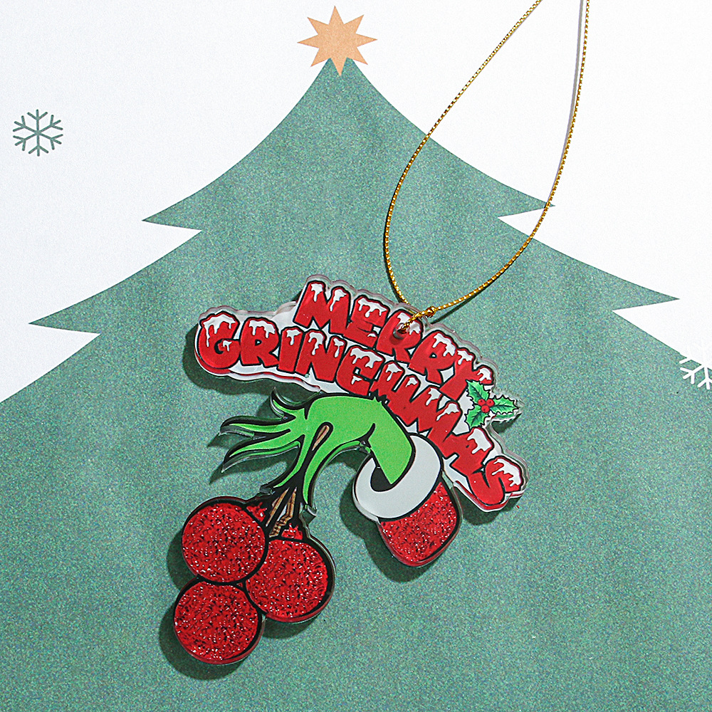 1 Piece Quantity Daily Occasion Cute Grinch Arylic Christmas Bag Pendant