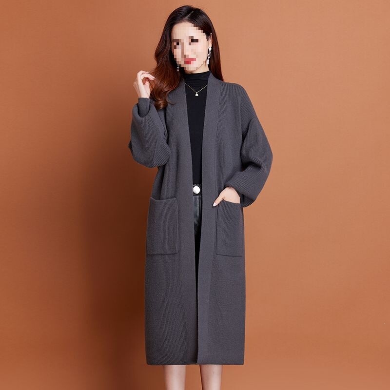 Stylish and thick outerwear sweater with a belt, casual, knee-length, plus-size women's mid-length knitted cardigan for spring and autumn Stylish and thick outerwear sweater with a belt, casual, knee-length, plus-size women's mid-length knitted cardigan for spring and autumn