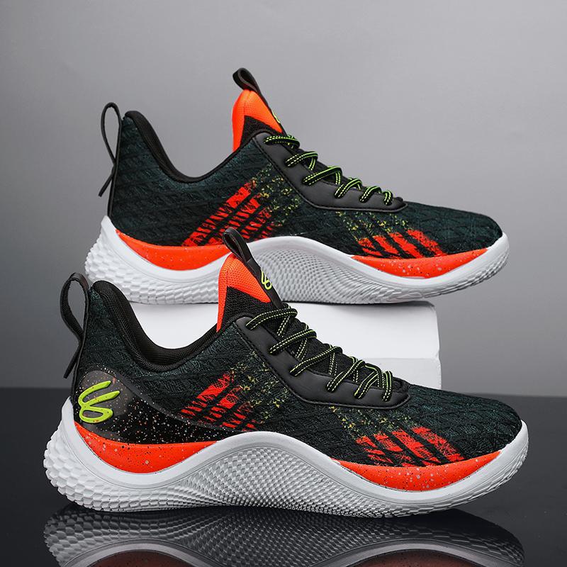 Curry 10 Generación de zapatillas de baloncesto zapatos de malla de los hombres y las mujeres Curry10 botas de combate de flujo de absorción de choque bajo-top zapatilla de deporte de combate