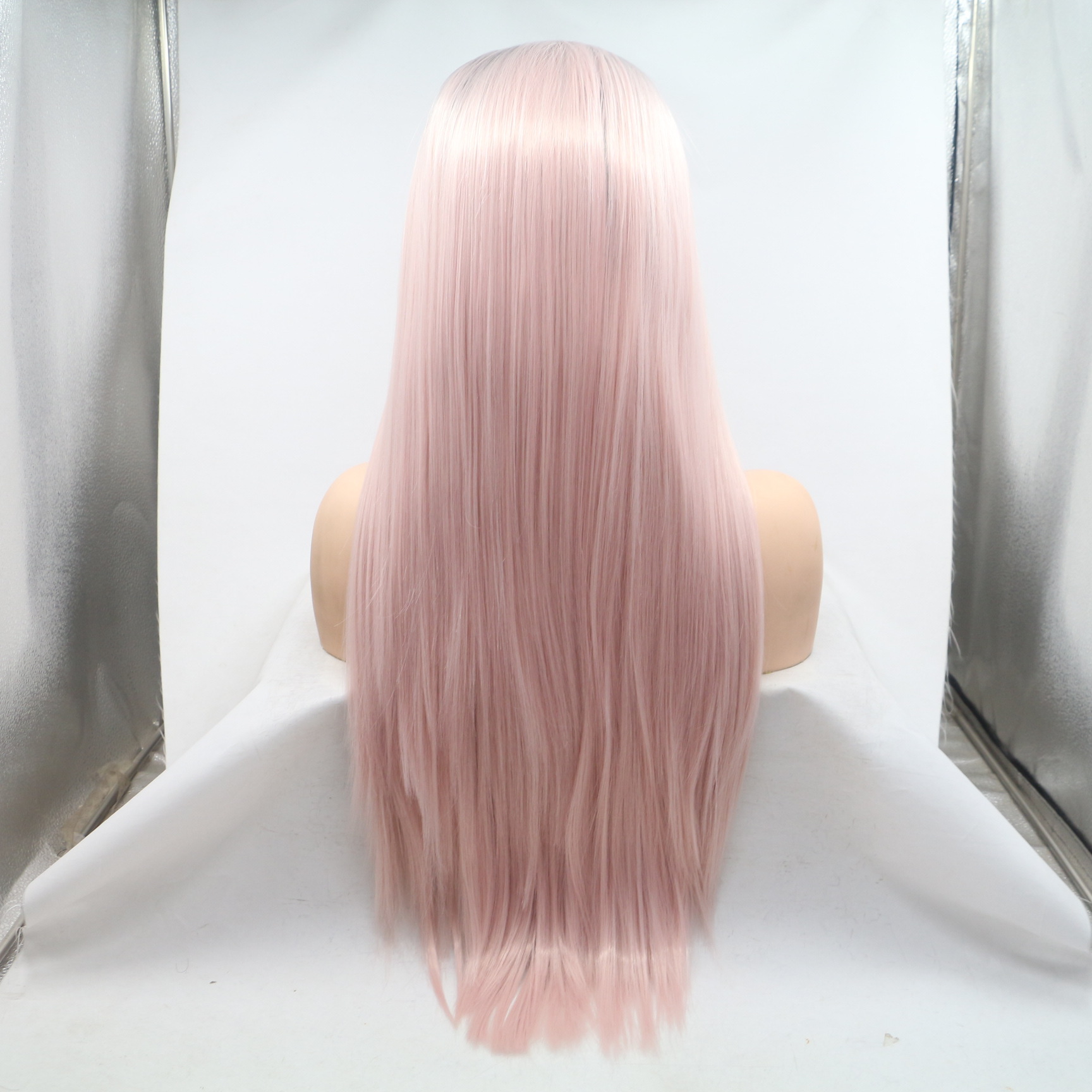 NEW LOOK European and American pelucas de fibra química transfronteriza frente de encaje wig sintético gradiente pelo largo recto