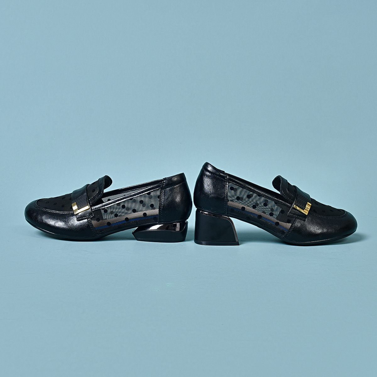 Giày lười nữ da bò đế mềm lưới thoáng khí mùa xuân hè — Kaki-3 cm