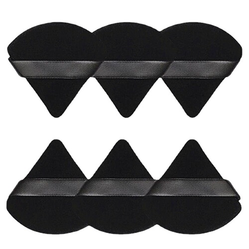Triangular short velvet dry powder loose powder puff velvet makeup double-sided super soft sponge cross-border boxed black powder puff